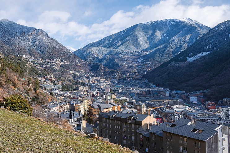 Aerial view of Andorra la Vella, the capital city